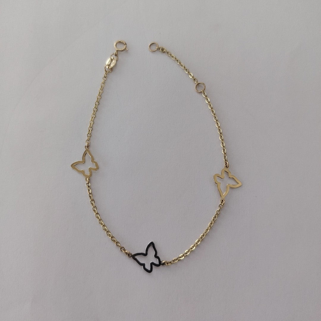 PULSERA ESPECIAL C MARIPOSAS 14K 18 CM 1.7 GR (NUEVO)
