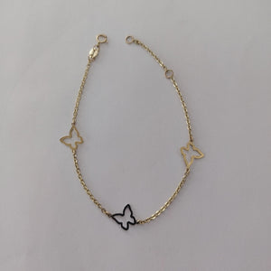 PULSERA ESPECIAL C MARIPOSAS 14K 18 CM 1.7 GR (NUEVO)