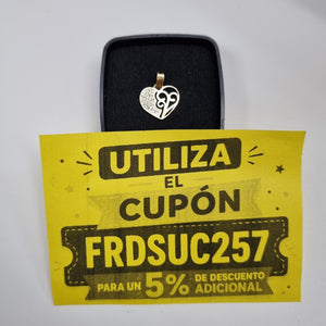 DIJE TEJIDO CORAZON CON CIRCONIAS Y ARBOL DE LA VIDA 14K 0.8 GR (NUEVO)