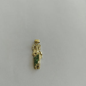 DIJE SAN JUDAS CON PIEDRAS DE COLOR 14K 1.6 GR (NUEVO)