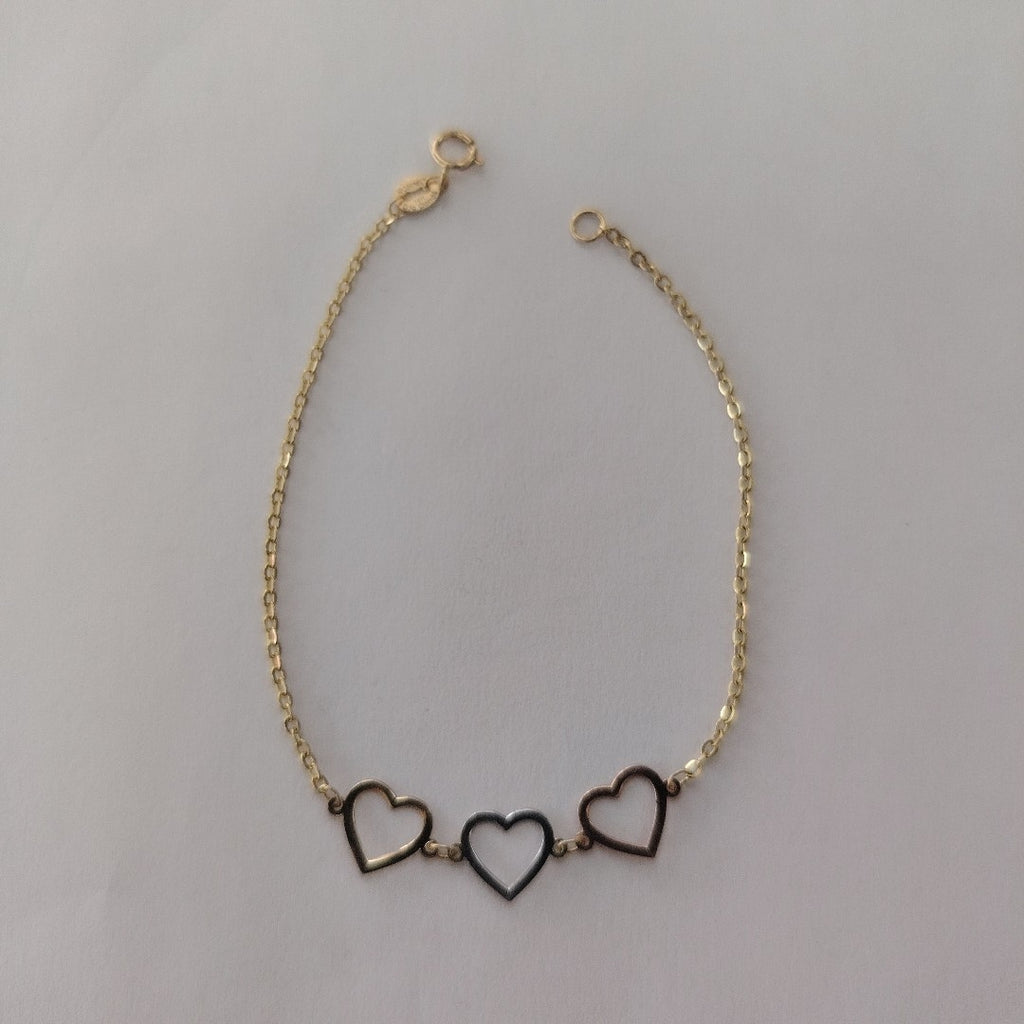 PULSERA ESPECIAL CON CORAZONES 14K 18 CM 1.4 GR (NUEVO)