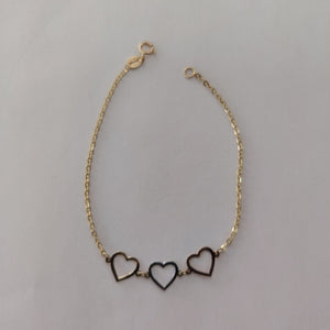 PULSERA ESPECIAL CON CORAZONES 14K 18 CM 1.4 GR (NUEVO)