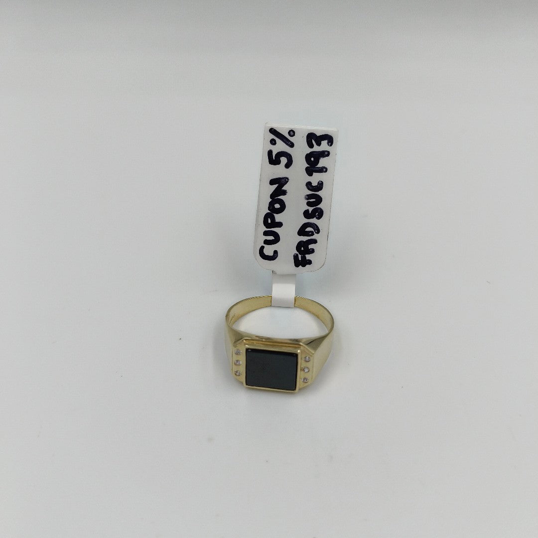 ANILLOS CON ONIX Y CIRCONIAS 10K TALLA 11 3.8 GR (NUEVO)