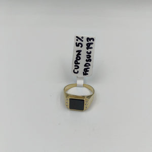 ANILLOS CON ONIX Y CIRCONIAS 10K TALLA 11 3.8 GR (NUEVO)