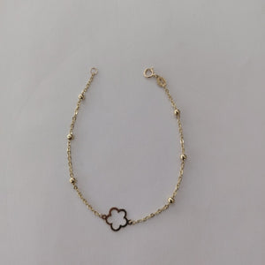 PULSERA TEJIDO ESPECIAL CON FLOR 14K 18 CM 1.6 GR (NUEVO)