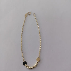 PULSERA TEJIDO ESPECIAL CON BOLITAS 14K 18 CM 1.7 GR (NUEVO)