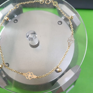 PULSERA ESPECIAL CON TREBOL 14K 18 CM 1.8 GR (NUEVO)