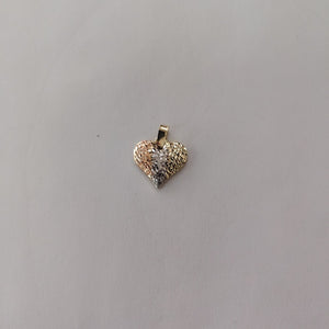 DIJE TEJIDO CORAZON LABRADO COMBINADO 14K 1.2 GR (NUEVO)