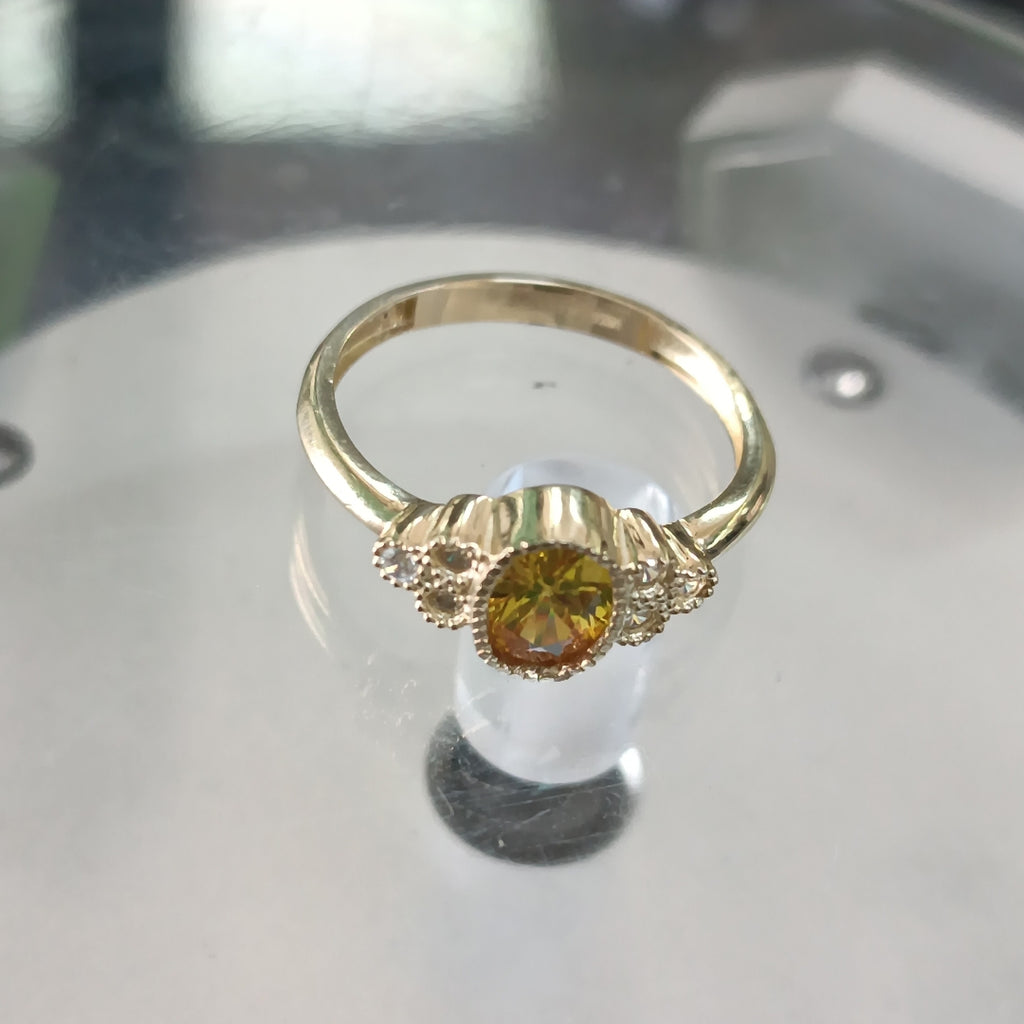 ANILLOS CIRCONIAS Y PIEDRA DE COLOR 14K TALLA 7 2 GR (NUEVO)