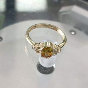 ANILLOS CIRCONIAS Y PIEDRA DE COLOR 14K TALLA 7 2 GR (NUEVO)