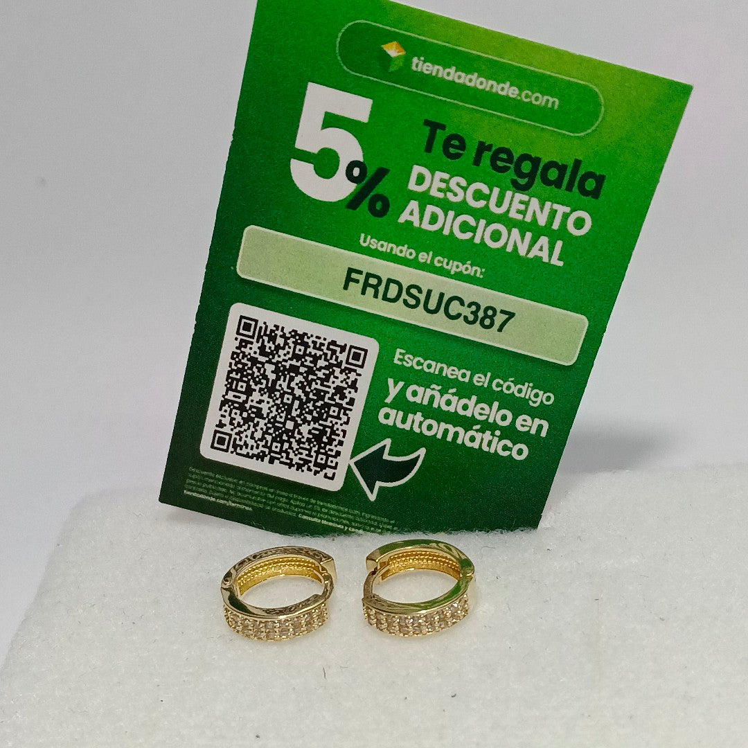 ARETES HUGGIES C CIRCONIAS 14K 2.2 GR (NUEVO)