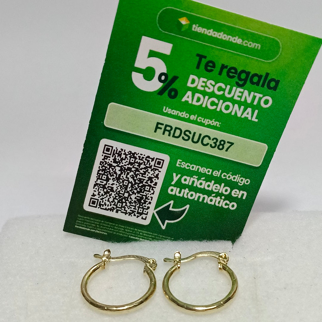 ARETES ARRACADAS ESTRIADAS 14K 1.4 GR (NUEVO)
