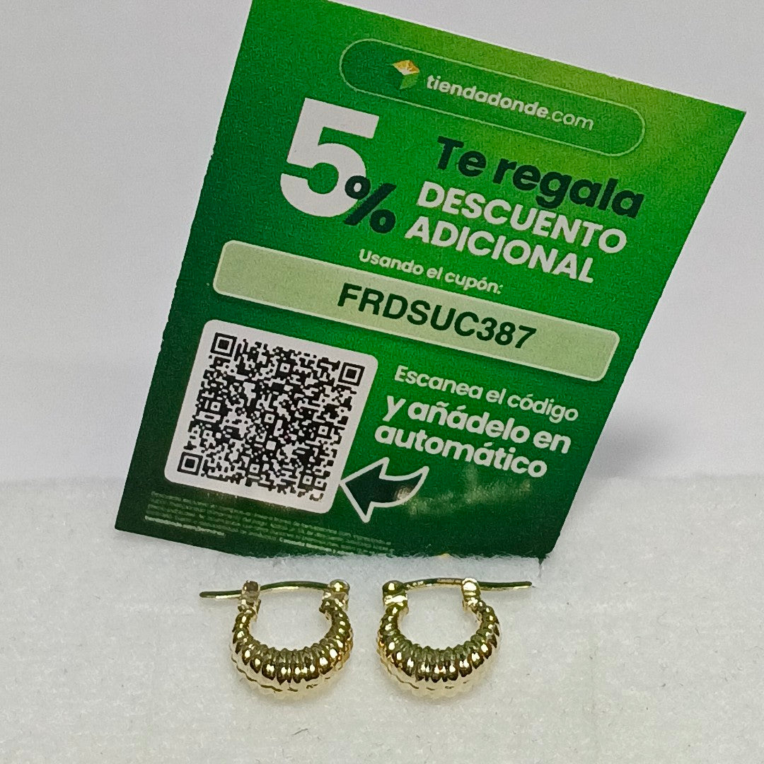 ARETES ARRACADA ESTRIADAS 14K 1.2 GR (NUEVO)