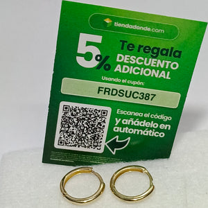 ARETES HUGGIES LISAS 14K 1.5 GR (NUEVO)