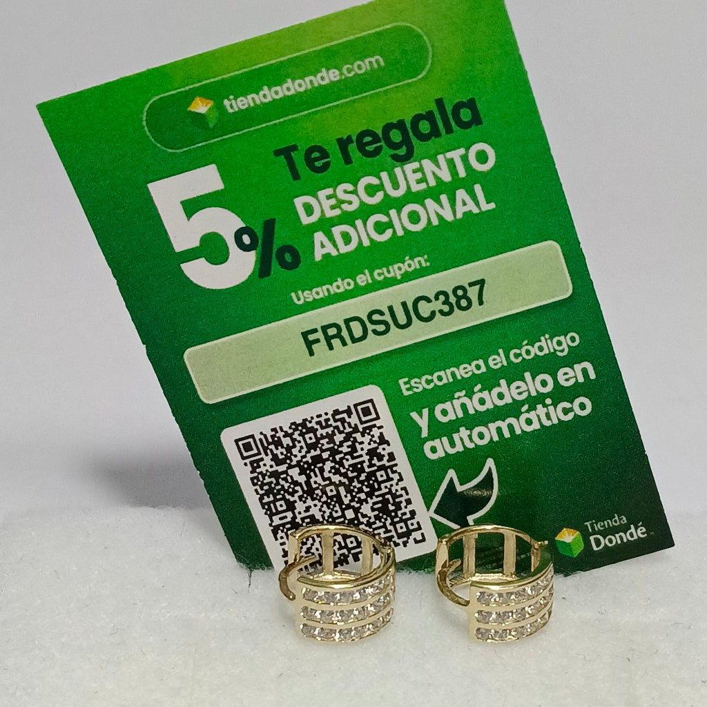 ARETES HUGGIES C CIRCONIA 14K 2.1 GR (NUEVO)