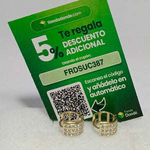 ARETES HUGGIES C CIRCONIA 14K 2.1 GR (NUEVO)