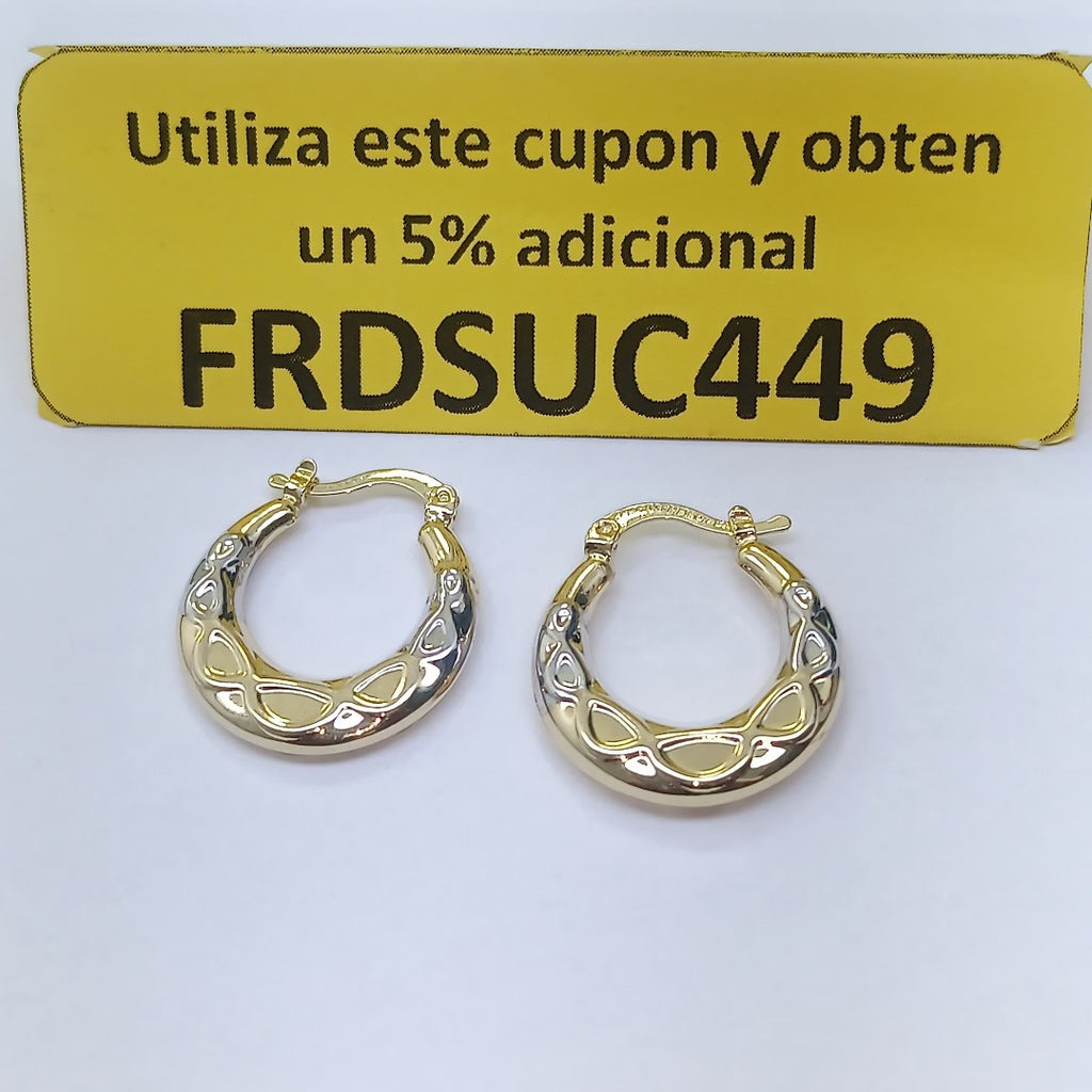 ARETES ARRACADAS COMBINADAS CON INFINITO 14K 2.2 GR (NUEVO)
