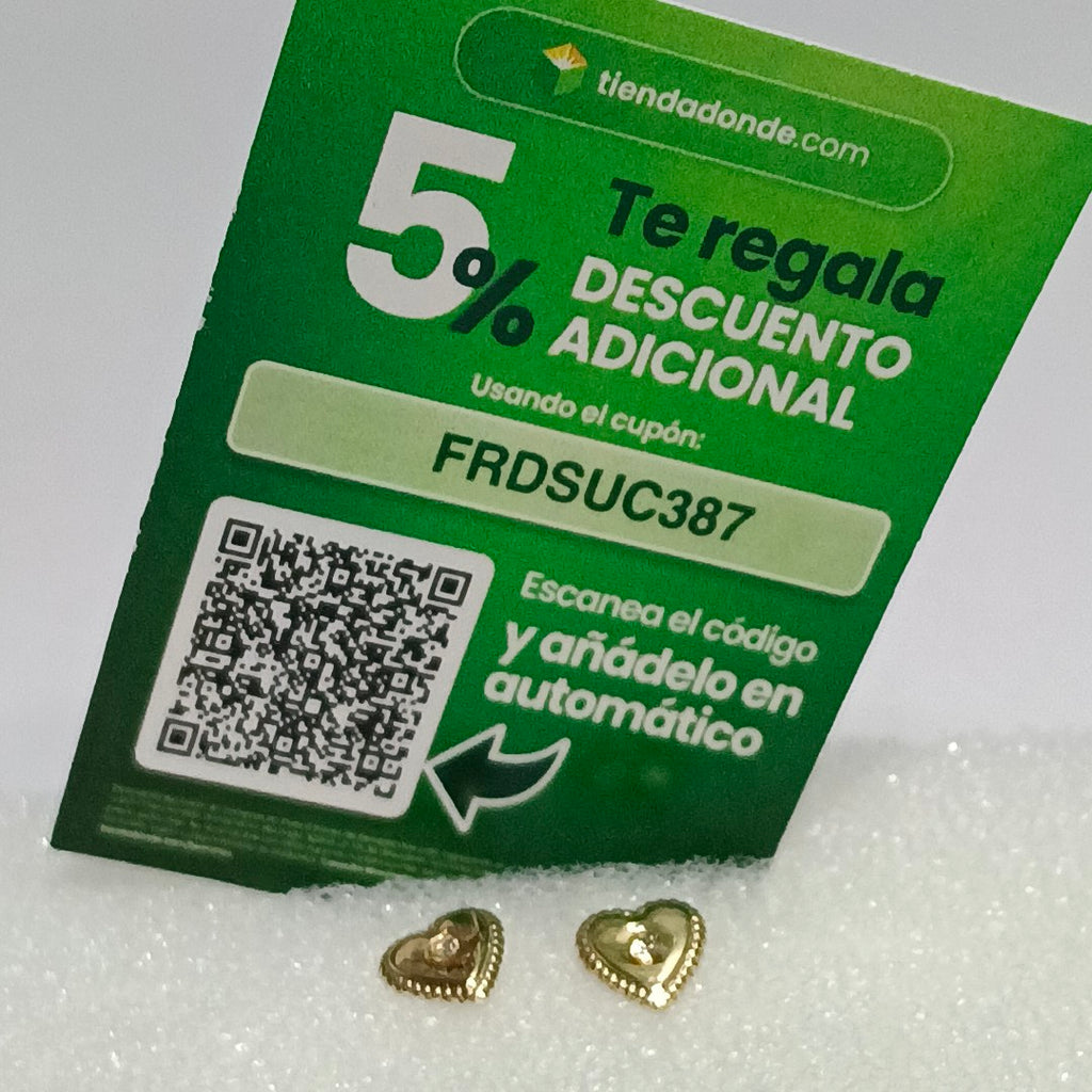 BROQUELES BROQUEL FIG CORAZON C CIRCONIA 14K 0.2614 GR (NUEVO)
