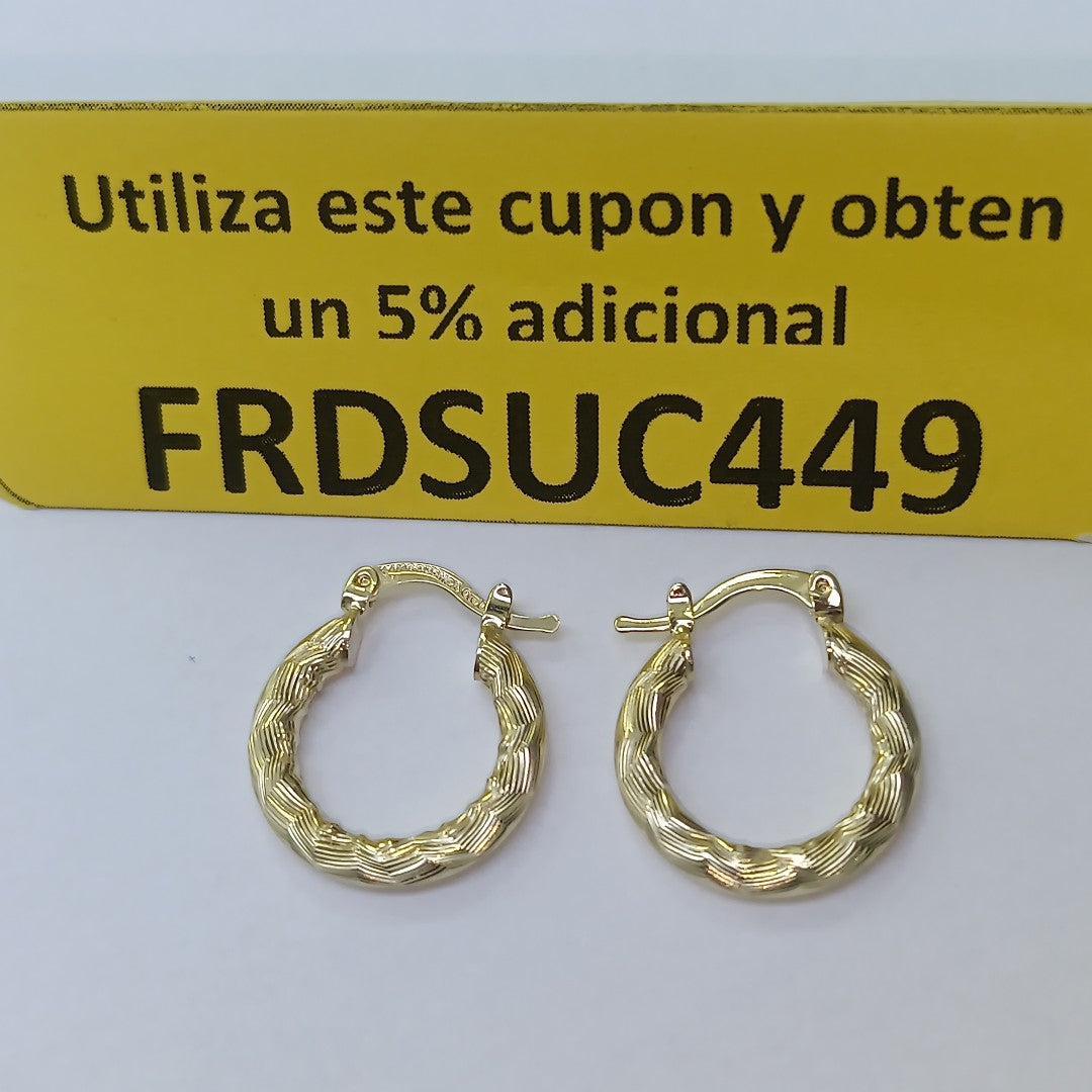 ARETES TEJIDO ARRACADAS ASTRIADAS 14K 1.9 GR (NUEVO)