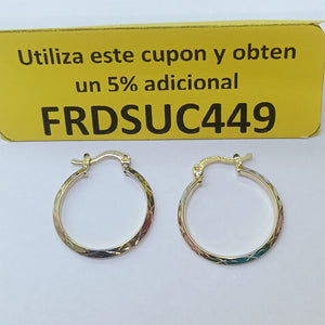 ARETES TEJIDO ARRACADAS BISELADAS COMBINADAS 14K 1.3 GR (NUEVO)