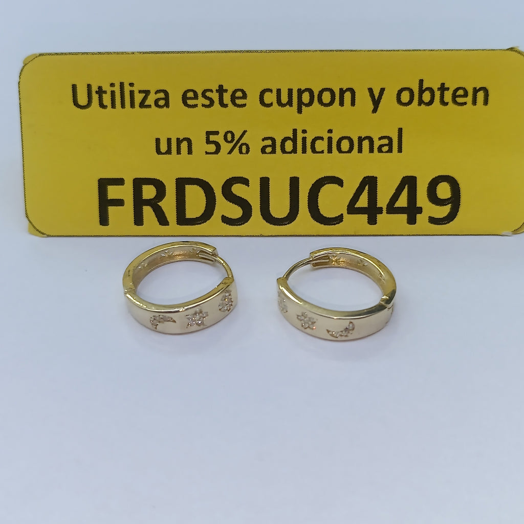 ARETES TEJIDO HUGGIES CON CIRCONIAS 14K 2.9 GR (NUEVO)