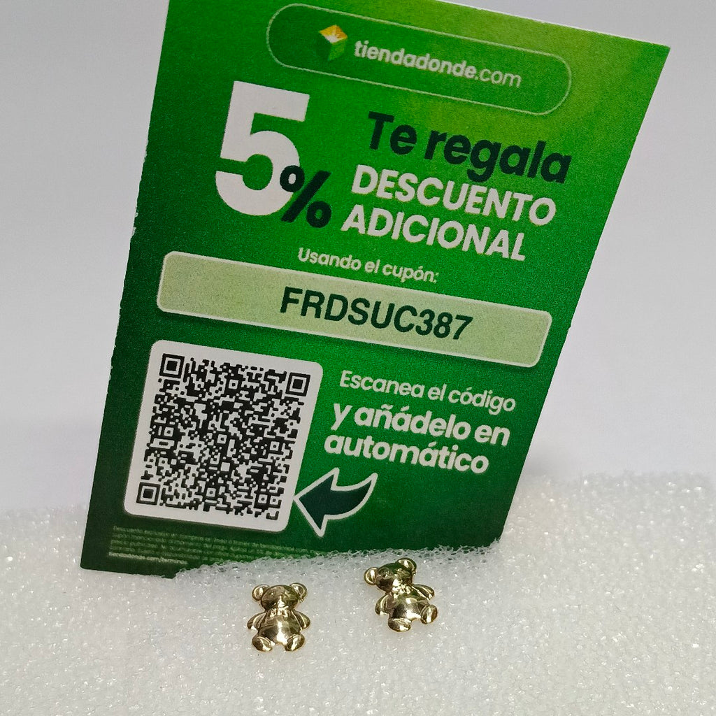 BROQUELES BROQUEL FIG OSO 14K 0.2592 GR (NUEVO)