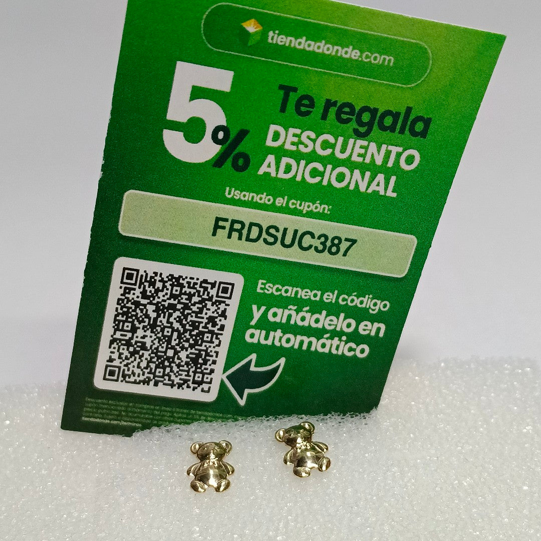 BROQUELES BROQUEL FIG OSO 14K 0.2592 GR (NUEVO)