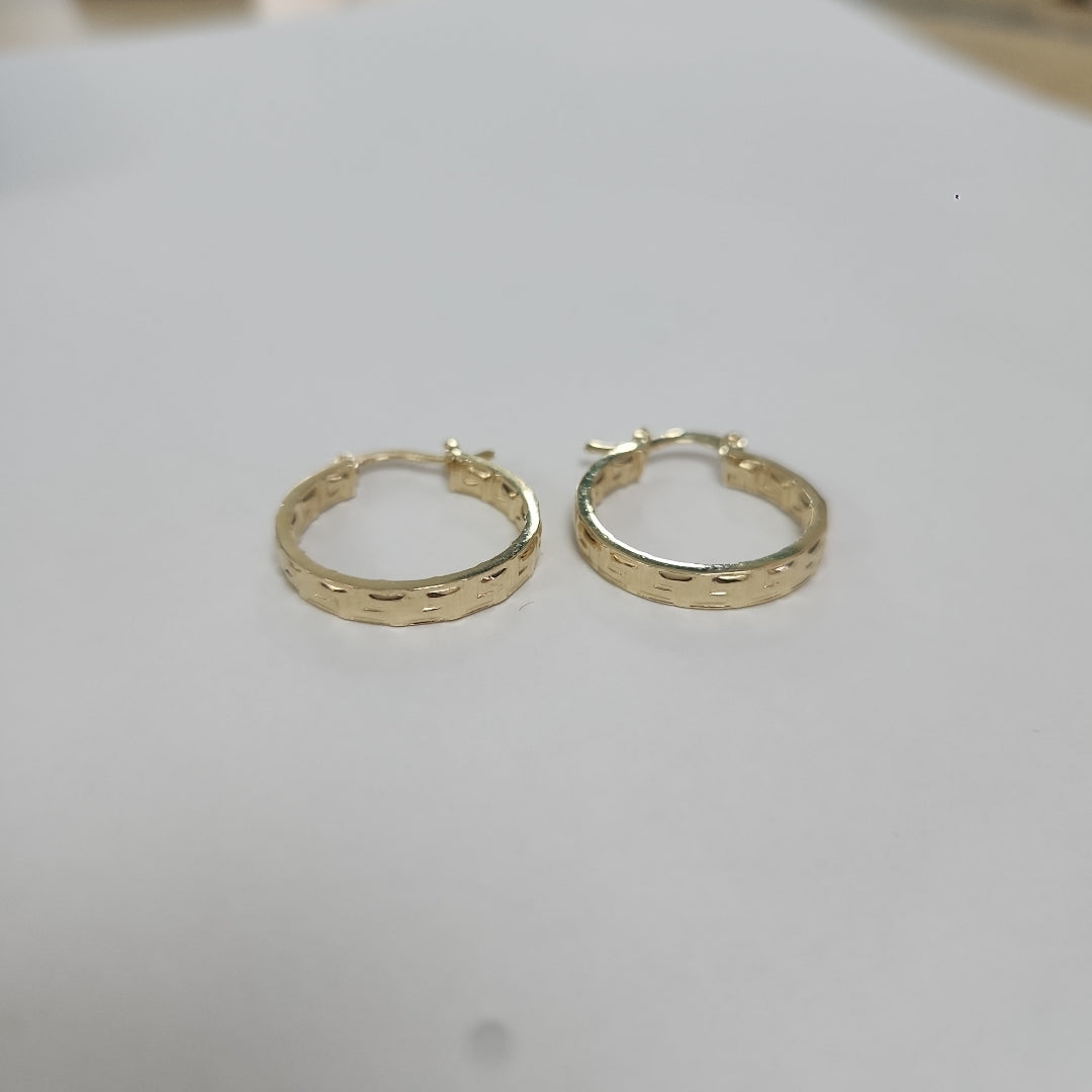ARETES TEJIDO ARRACADAS TIPO GRECAS 14K 2.1 GR (NUEVO)