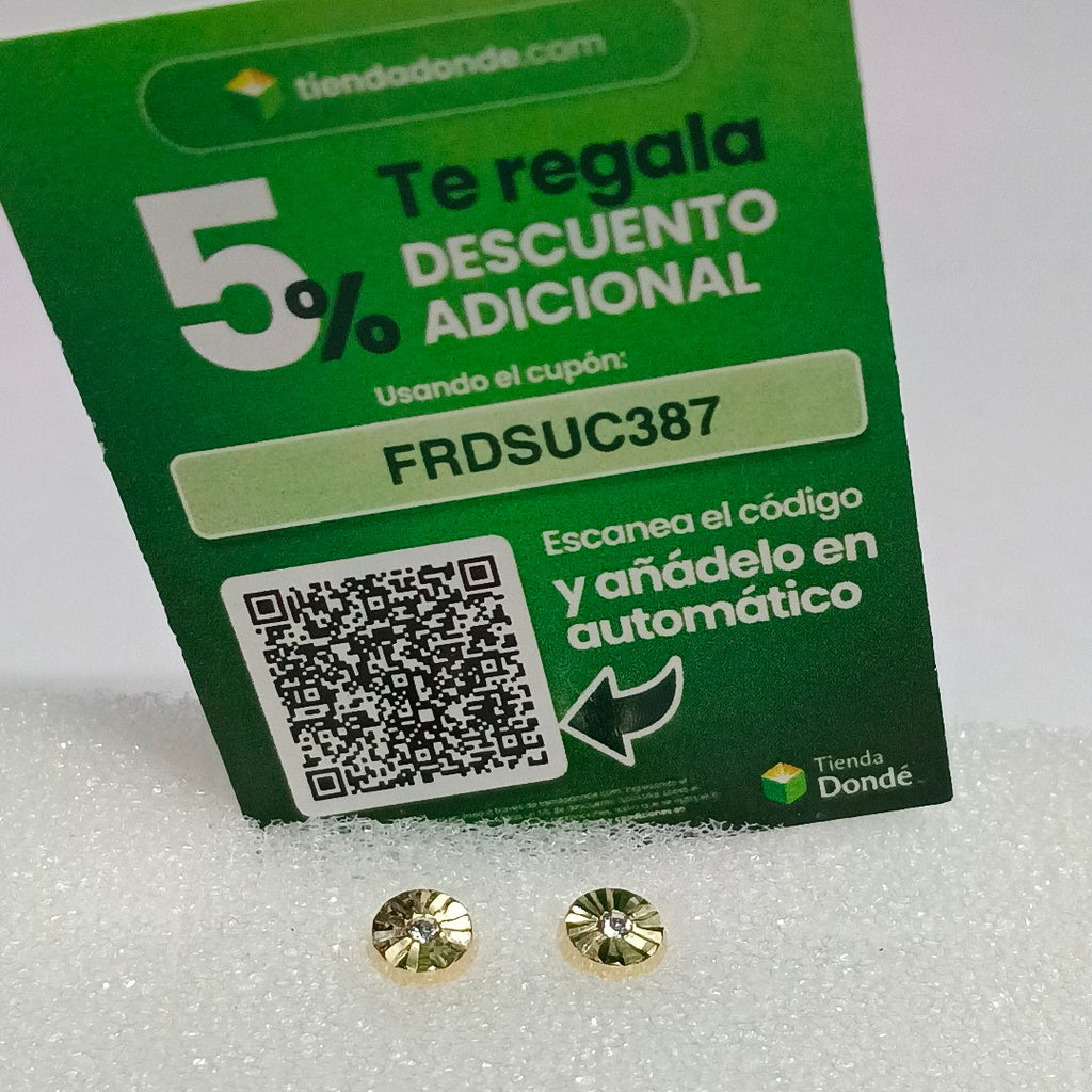 BROQUELES BROQUEL FIG BOTON C CIRCONIA 14K 0.2916 GR (NUEVO)