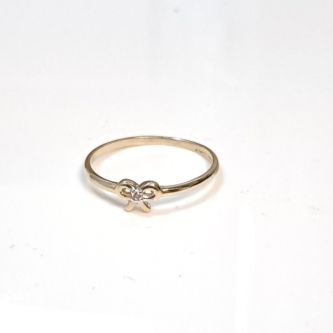 ANILLO ANILLITO FIG MOÑO C CIRCONIAS 14K 7 TALLA 0.9 GR (NUEVO)