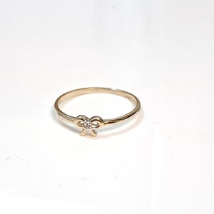 ANILLO ANILLITO FIG MOÑO C CIRCONIAS 14K 7 TALLA 0.9 GR (NUEVO)