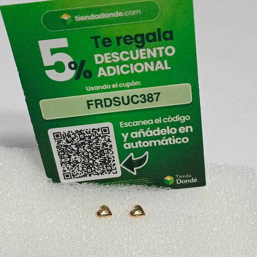 BROQUELES BROQUEL FIG CORAZON LISO 14K 0.1987 GR (NUEVO)