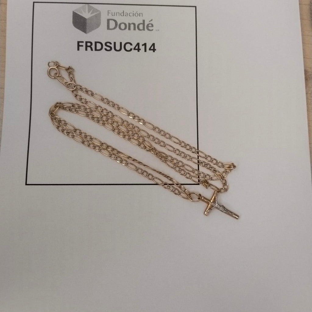 CADENA, CRUZ ORO, ORO BLANCO, RODIADO 10 K 4.8 GRMS (SEMINUEVO)