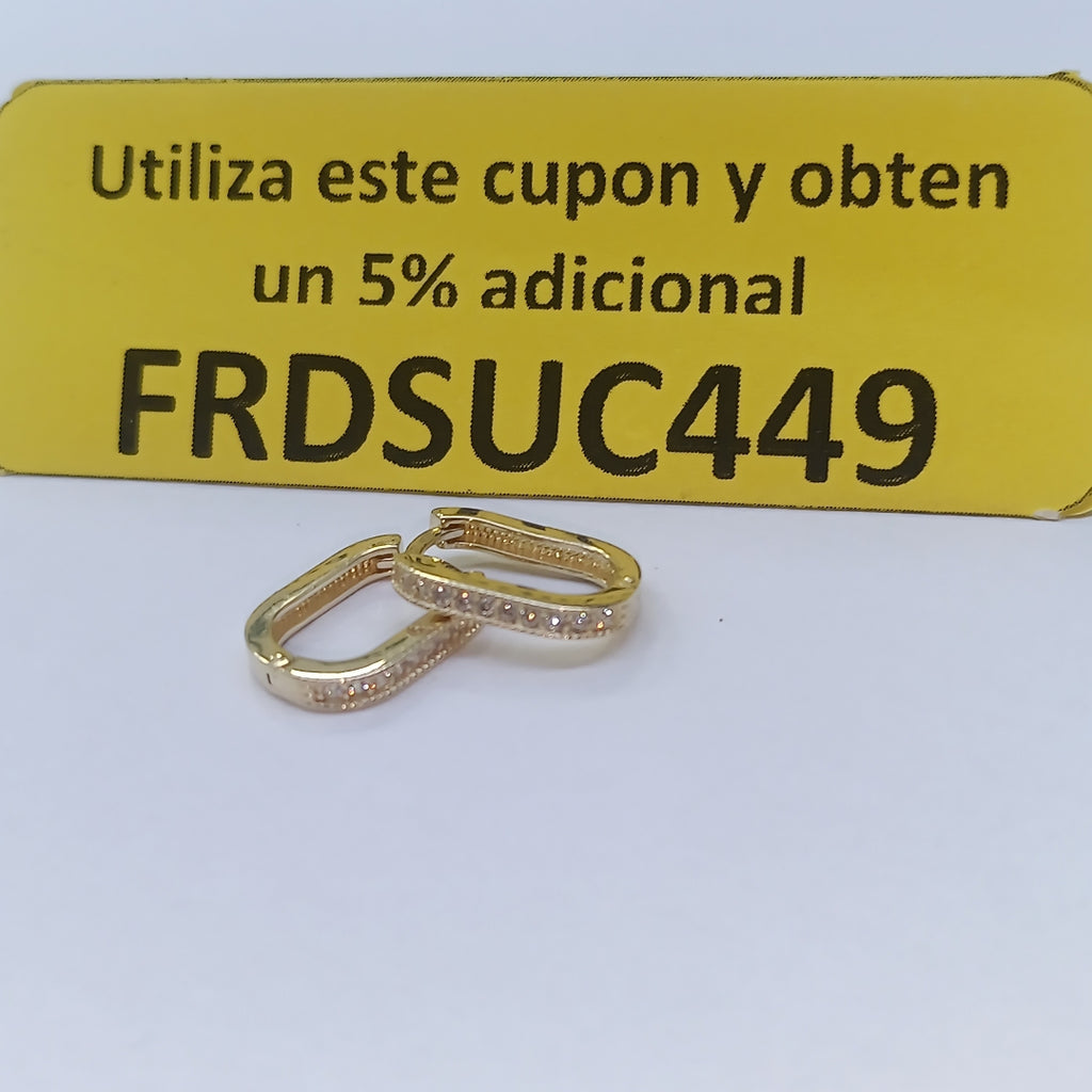 ARETES HUGGIES OVALADA C CIRCONIAS 14K 2.5 GR (NUEVO)
