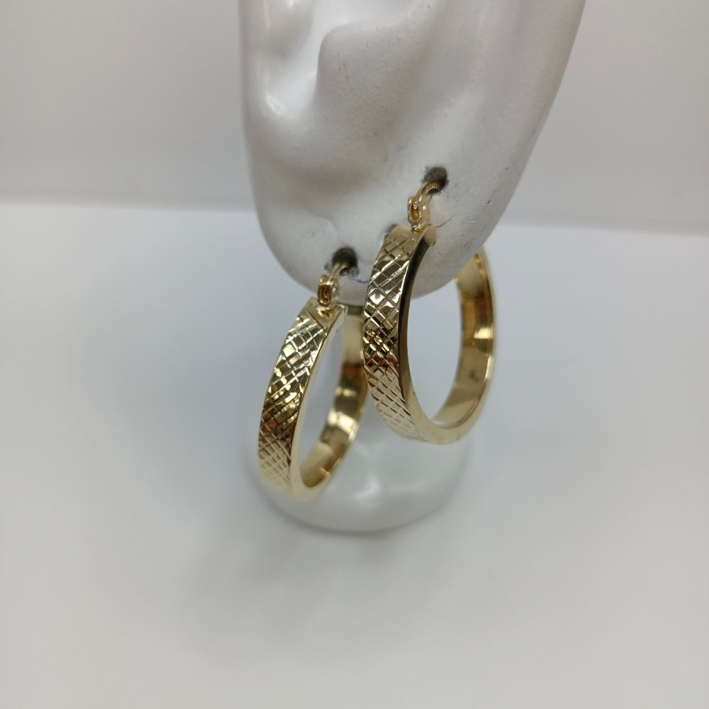 ARETES TEJIDO ARRACADAS FACETADAS 14K 2.9 GR (NUEVO)