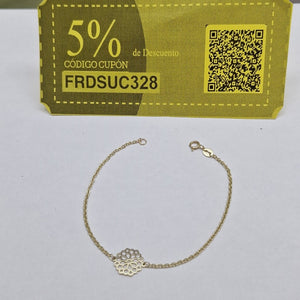 PULSERA TEJIDO ESPECIAL CON MANDALA 14K 18 CM 1.3 GR (NUEVO)