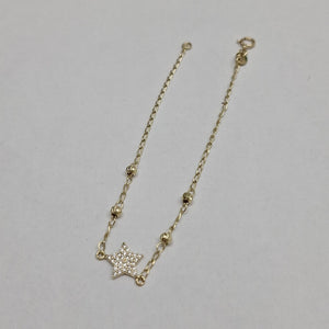 PULSERA ESPECIAL CON ESTRELLA Y CIRCONIAS 14K 18 CM 1.5 GR (NUEVO)