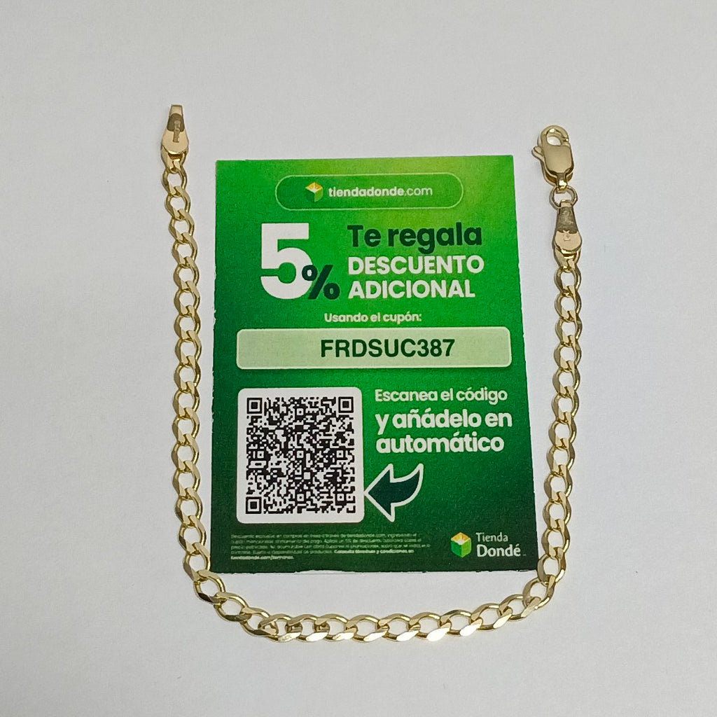 PULSERA TEJIDO BARBADA 14K 18 CM 3.5 GR (NUEVO)
