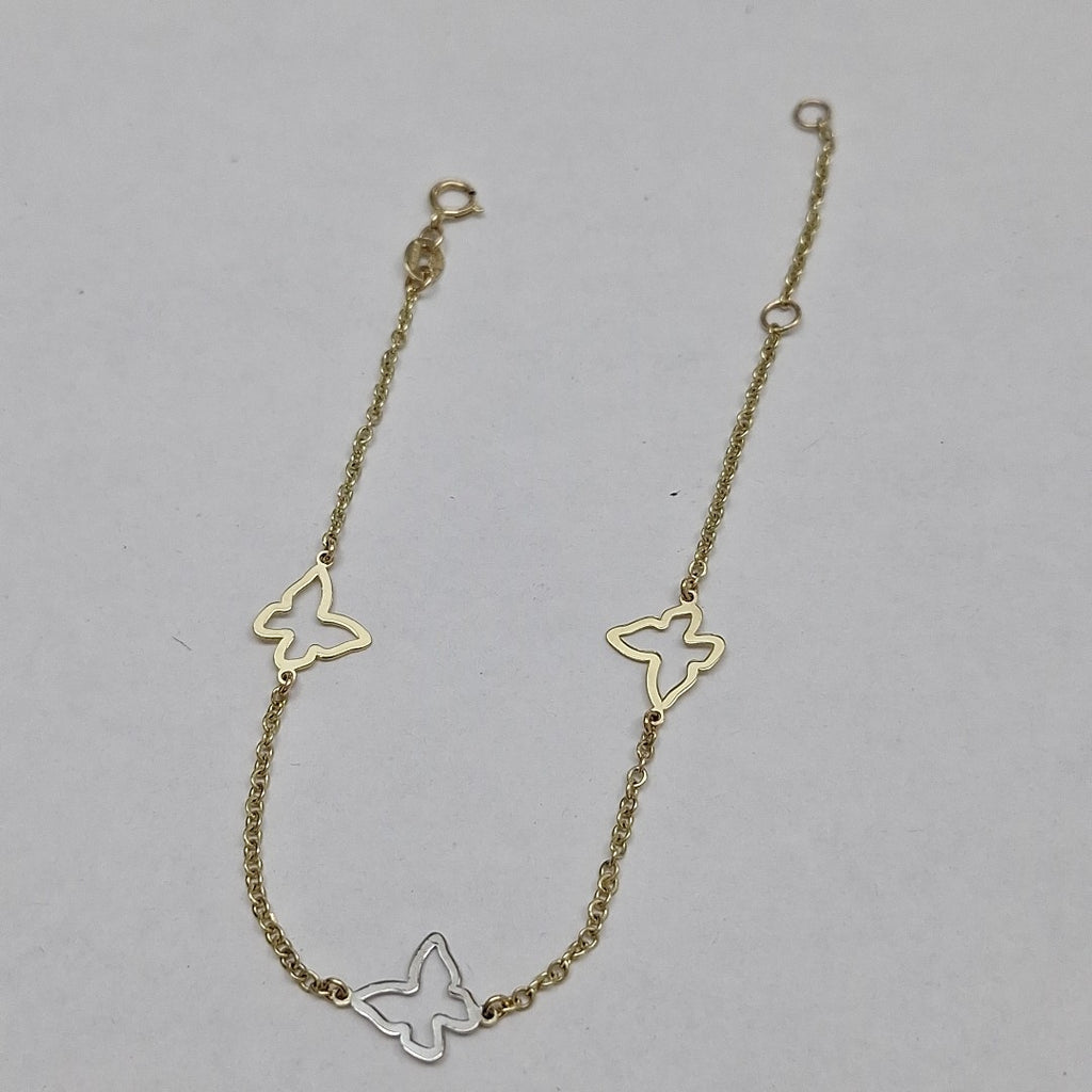 PULSERA ESPECIAL C MARIPOSAS 14K 18 CM 1.7 GR (NUEVO)