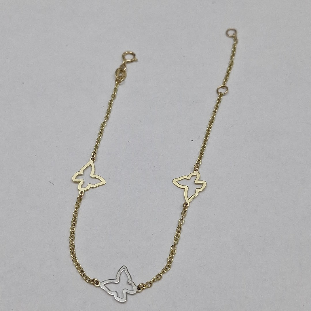 PULSERA ESPECIAL C MARIPOSAS 14K 18 CM 1.7 GR (NUEVO)