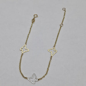 PULSERA ESPECIAL C MARIPOSAS 14K 18 CM 1.7 GR (NUEVO)
