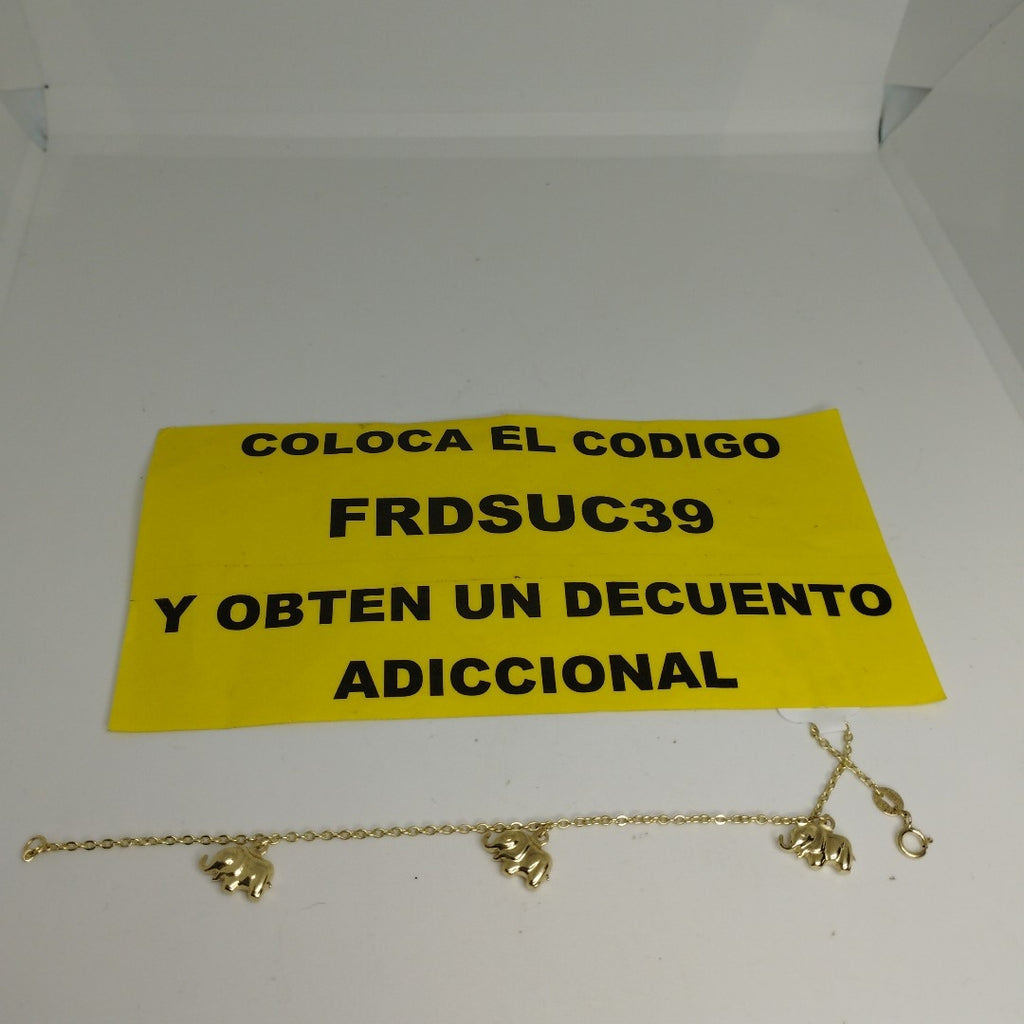 PULSERA ESPECIAL CON DIJES ELEFANTES 10K 18 CM 2.2 GR (NUEVO)