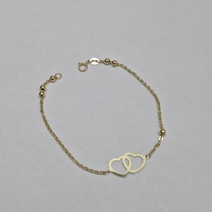 PULSERA TEJIDO ESPECIAL C CORAZONES 14K 18 CM 1.7 GR (NUEVO)