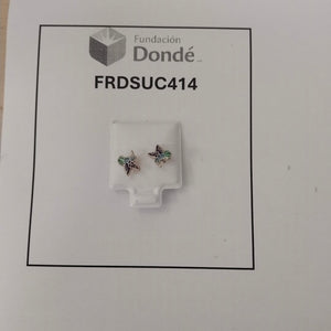 BROQUELES BROQUEL FIG COLIBRI ESMALTE AZUL 14K 0.2138 GR (NUEVO)