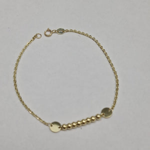 PULSERA TEJIDO ESPECIAL CON BOLITAS 14K 18 CM 1.8 GR (NUEVO)