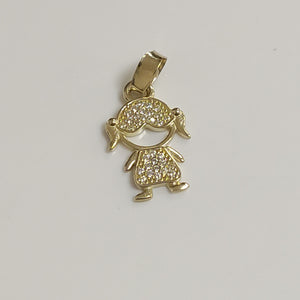 DIJE TEJIDO NIÑA CON CIRCONIAS 14K 0.9 GR (NUEVO)