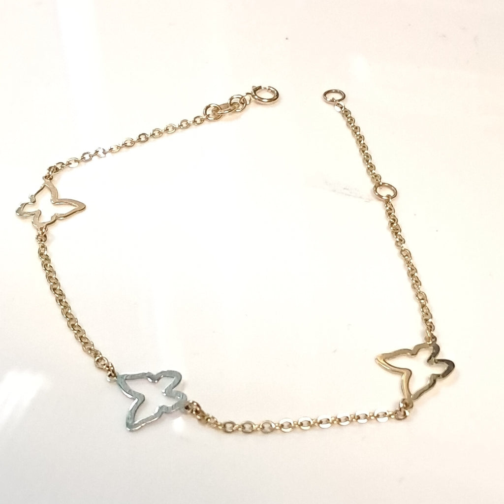 PULSERA ESPECIAL C MARIPOSAS 14K 18 CM 1.7 GR (NUEVO)