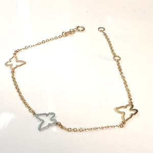 PULSERA ESPECIAL C MARIPOSAS 14K 18 CM 1.7 GR (NUEVO)