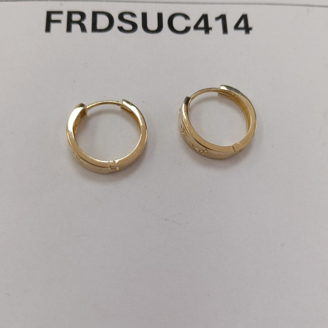 ARETES TEJIDO HUGGIES CON CIRCONIAS 14K 3 GR (NUEVO)