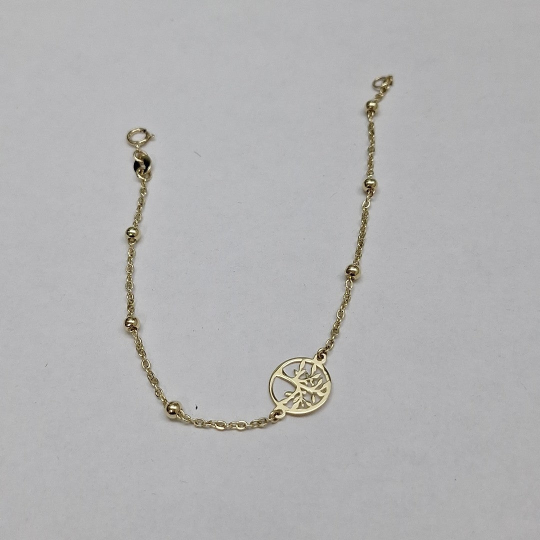 PULSERA TEJIDO ESPECIAL ARBOL 14K 18 CM 1.8 GR (NUEVO)
